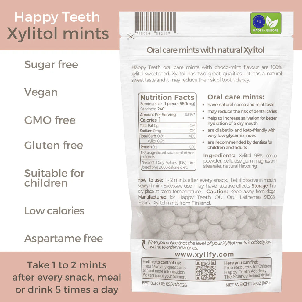 XYLIFY HAPPY TEETH ksilitolio pastilės