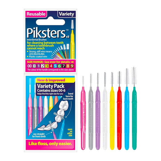 PIKSTERS 8 skirtingų dydžių tarpdančių šepetėlių rinkinys
