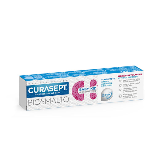 CURASEPT BIOSMALTO BABY-KID dantų pasta be fluoro vaikams (iki 6 m.)